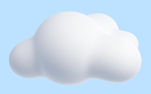 White cloud cartoon 3d render soft fluffy roundshaped clouds on blue pastel background