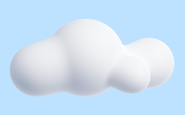 White cloud cartoon 3d render soft fluffy roundshaped clouds on blue pastel background