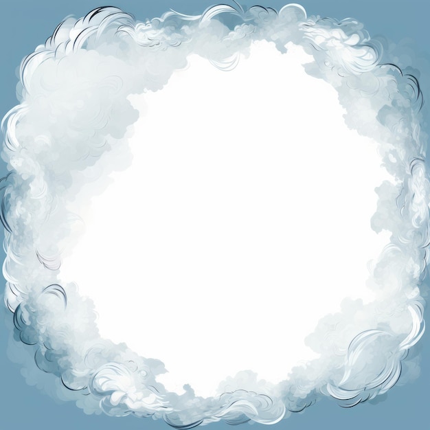 белый облачный кадр на синем фоне