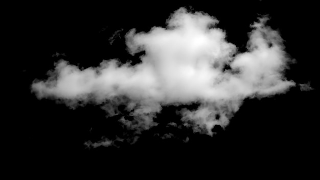 Photo white cloud isolated on black background. high quality photo