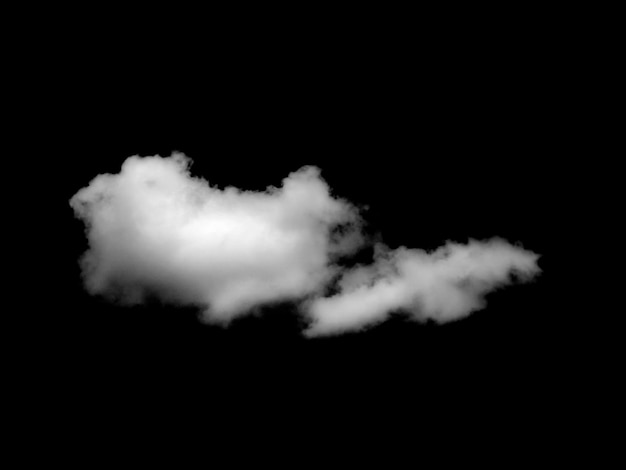 White cloud isolated on a black background Real cloud photo Separate white clouds on a black background have real clouds White fluffy cumulus cloud isolated cut out on black background