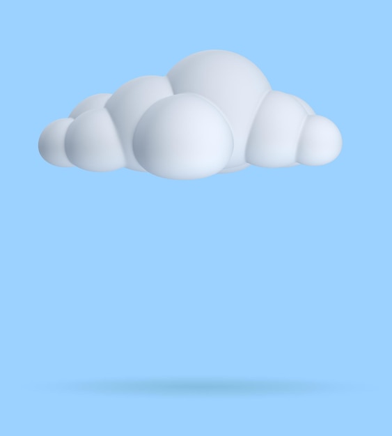 White cloud isolated on blue background 3D redering