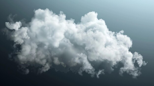 White cloud isolated on dark blue background 3D rendering of fluffy soft cottonlike cloud
