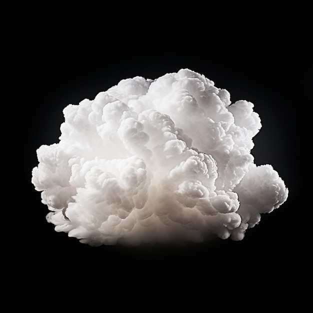 Фото Белое облако, изолированное на черном фоне, хорошо подходит для создания и композиции атмосферы