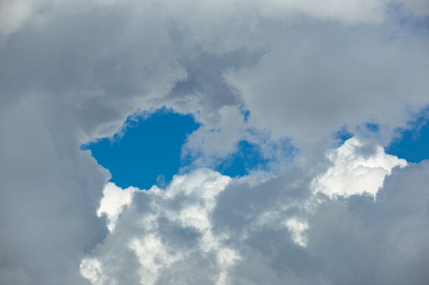 white clouds against a blue March sky sunny day