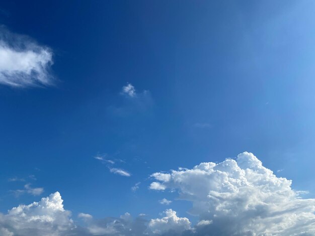 White clouds on the blue sky background in the afternoon