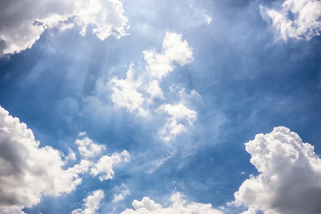 White clouds and blue sky background