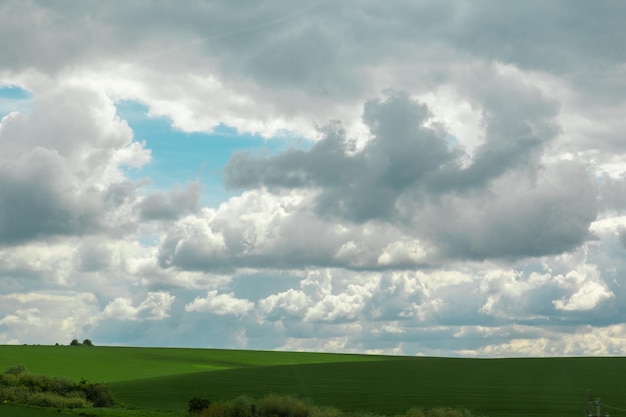 White clouds on blue sky copy space