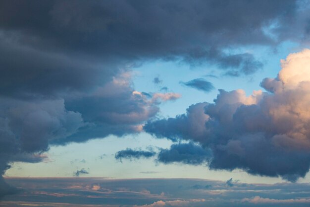 White clouds in the blue sky during the evening sunset