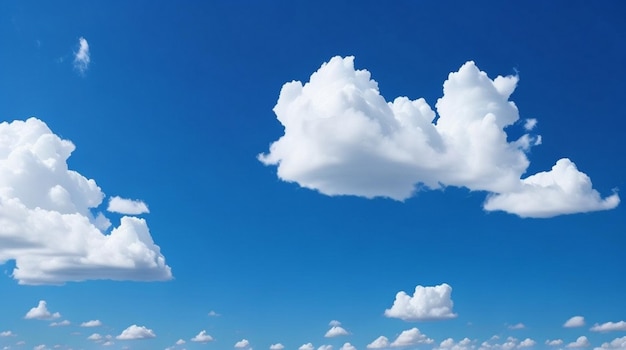 White clouds on blue sky and sea background