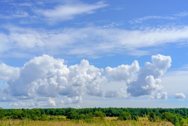 White clouds in the blue sky A symbol of the purity of the world and whiteness