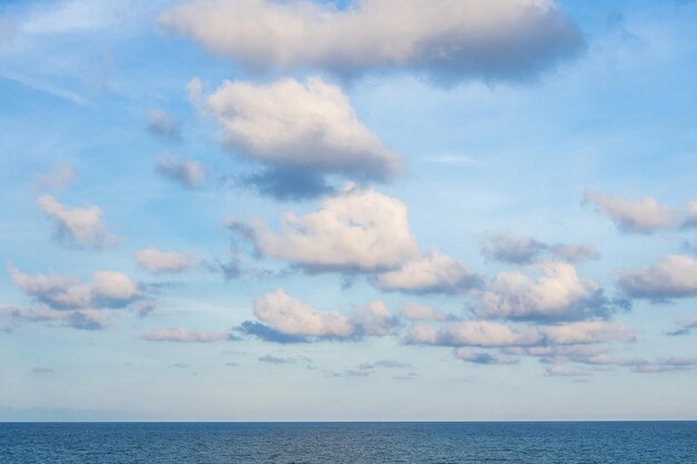 White clouds and blue sky with sea