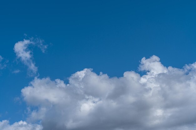 青い空の中の白い雲。