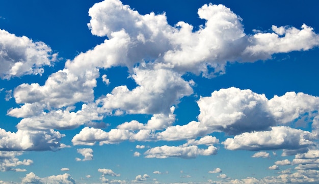 White clouds in a bright blue sky. The beauty of the nature.