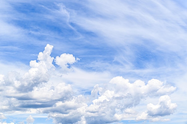 White clouds in a bright blue sky The beauty of the nature