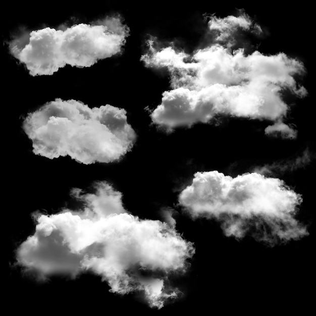 Premium Photo | White clouds set natural 3d illustration