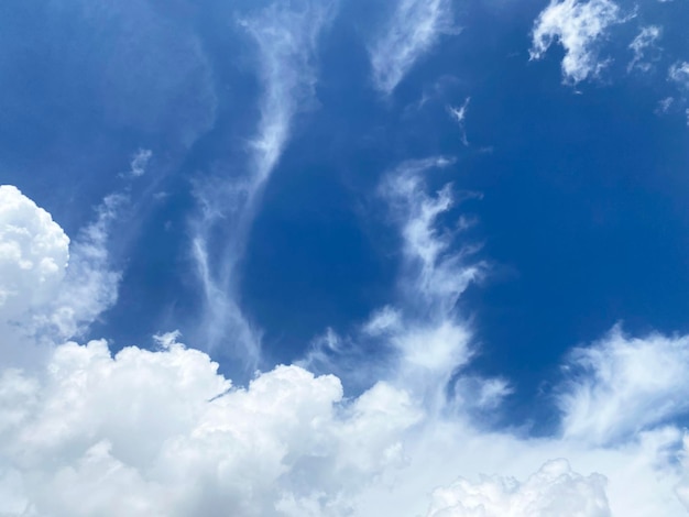 White cloudscape on blue sky