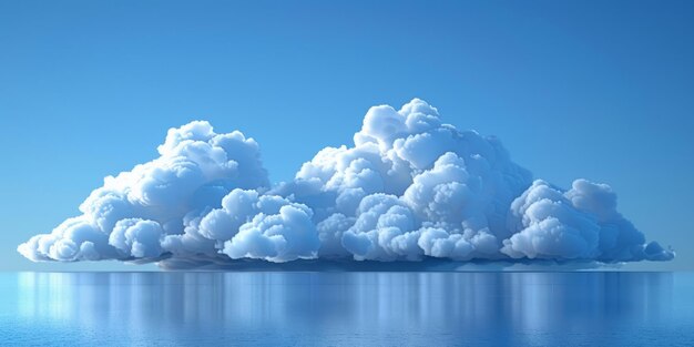 白い雲の景色と青い空と海