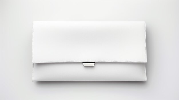 Foto white clutch bag isolato su sfondo bianco con spazio di copia per la pubblicità