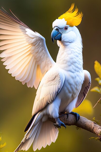 The white cockatoo Cacatua alba also known as the umbrella cockatoo is a mediumsized allwhite