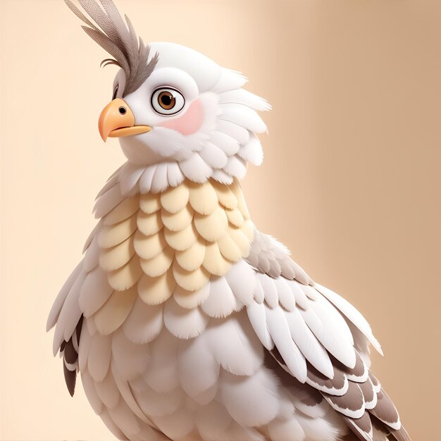 White cockatoo sitting on a branch in the garden 3d illustration