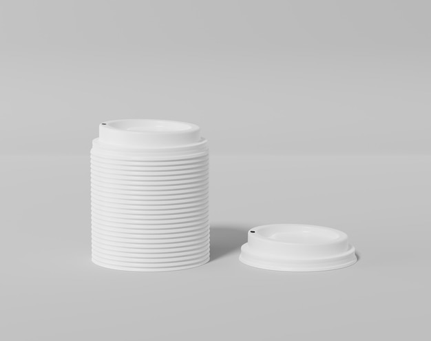 White coffee cup lid mockup Realistic round package