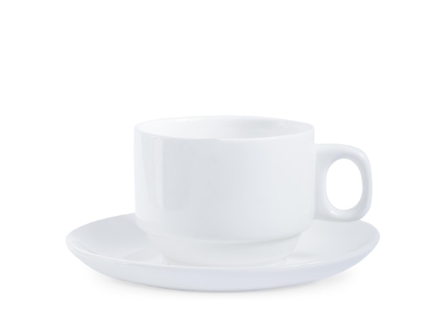 White coffee cup on white background