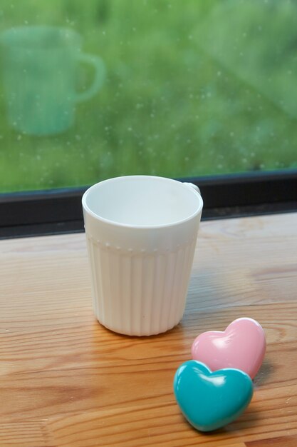 White coffee cup white Pink heart 