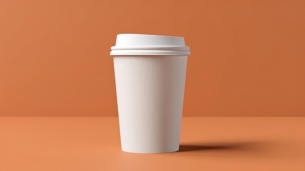 A white coffee cup with a lid on it.