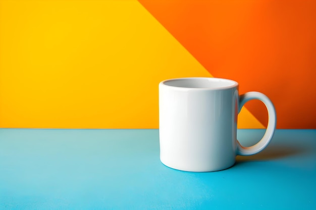 White Coffee Mug on a Vibrant Colorful Table