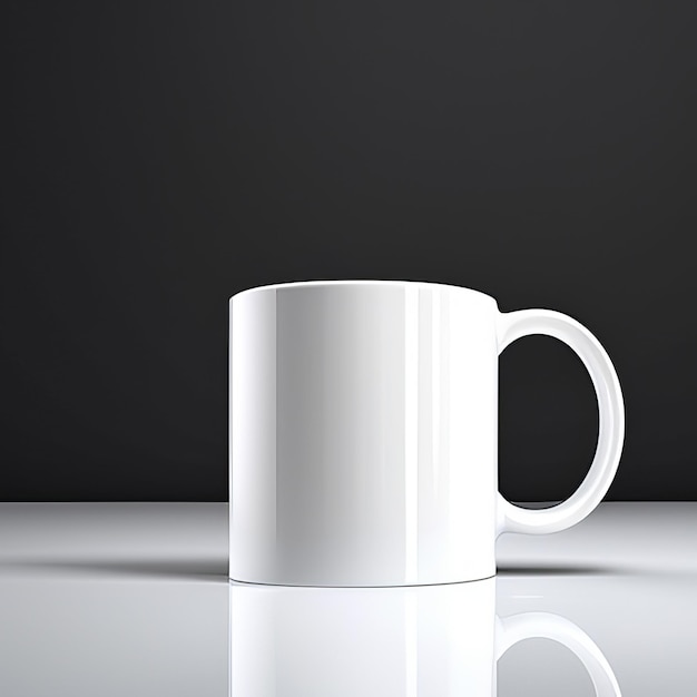 A white coffee mug with a handle design
