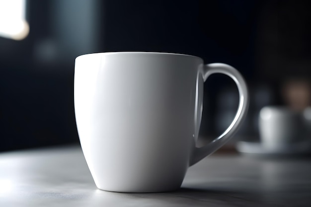 A white coffee mug with a handle that says " coffee " on it.