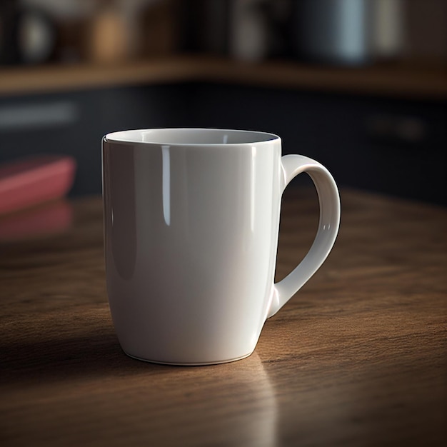 A white coffee mug with the word coffee on it