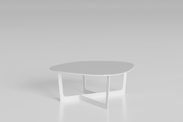 White coffee table mockup on white background Product Placement Scene 3d illustration