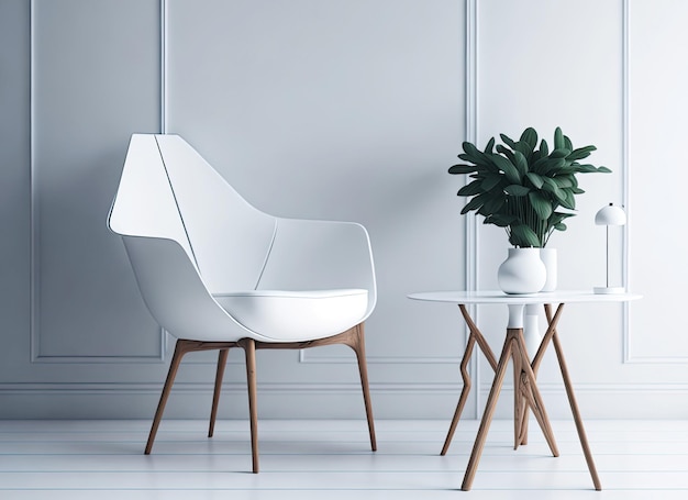 White color armchair with table