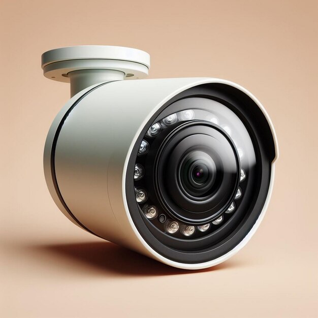 White color cctv camera with black lens