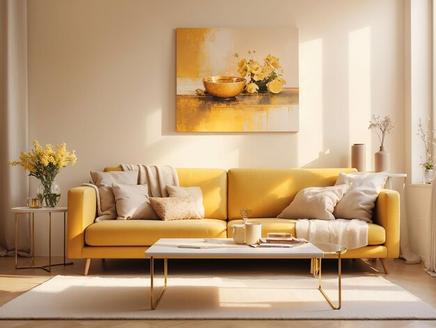 White color modern interior design of living room