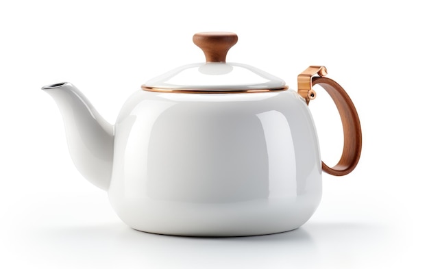 Photo white color tea or coffee pot isolated on white background