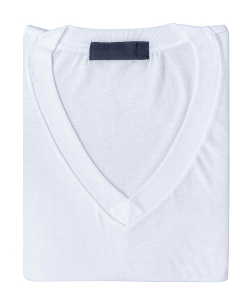 White color v neck shirt isolated on white background with clipping path