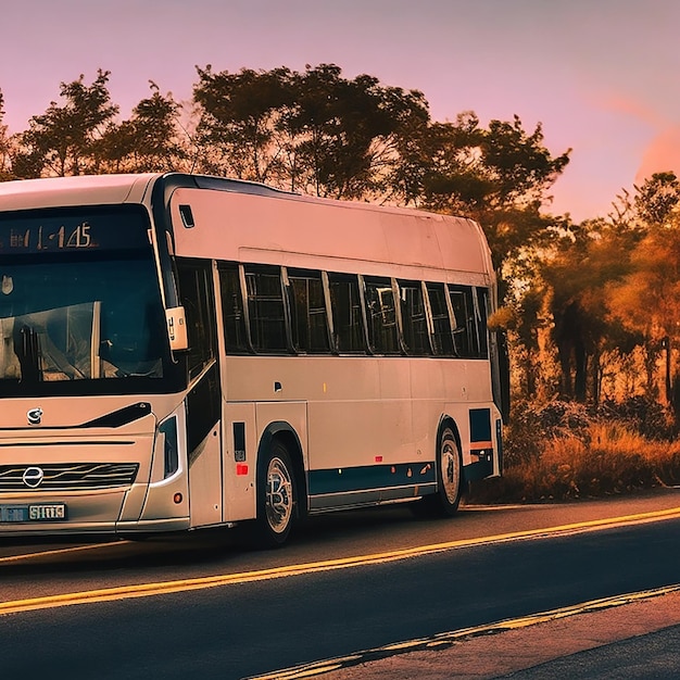 white color Volvo Bus Ai image