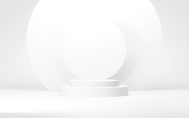 White colors podium abstract background Minimal geometric shape 3d rendering