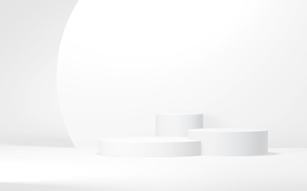 White colors podium abstract background Minimal geometric shape 3d rendering