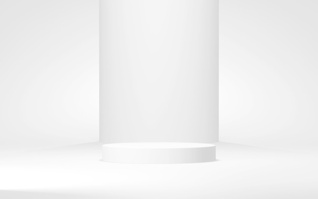 White colors podium abstract background Minimal geometric shape 3d rendering