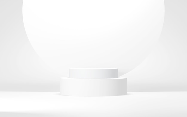 white colors podium abstract backgroundminimal geometric shape 3d rendering