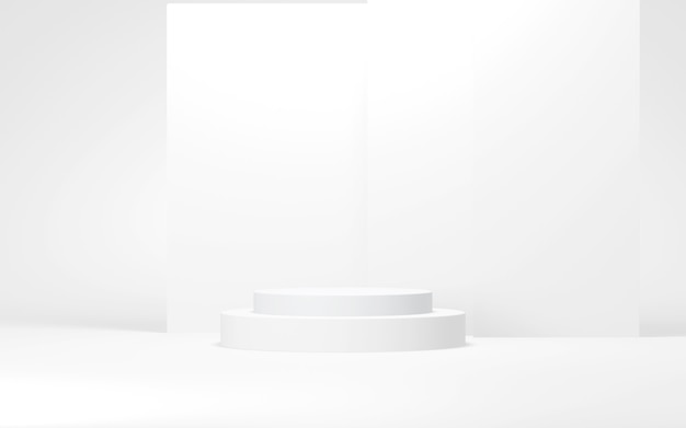 white colors podium abstract backgroundminimal geometric shape 3d rendering