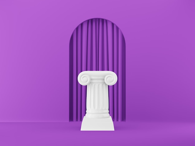 White column on purple background with arch