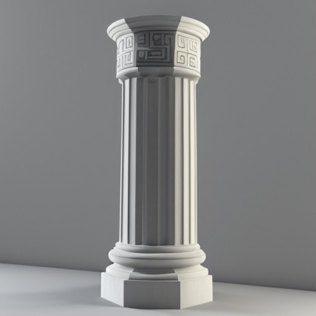 a white column with a design on it is shown in a photo