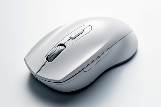 A white computer mouse with a button that says " wireless " on it.