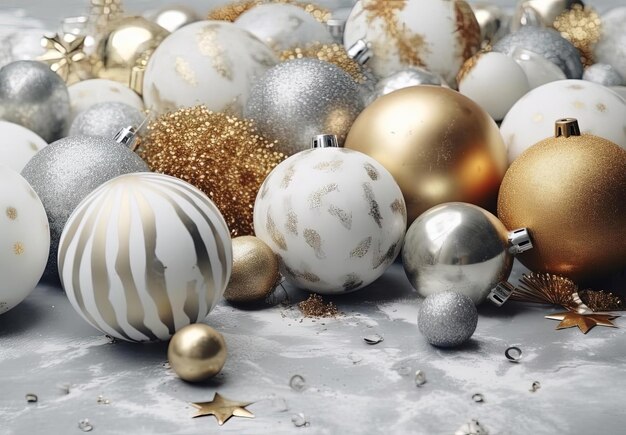 a white concrete background with gold and silver elements on it in the style of xmaspunk