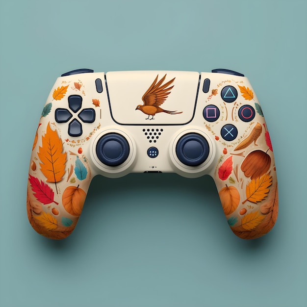 Photo a white controller with a bird design on it.